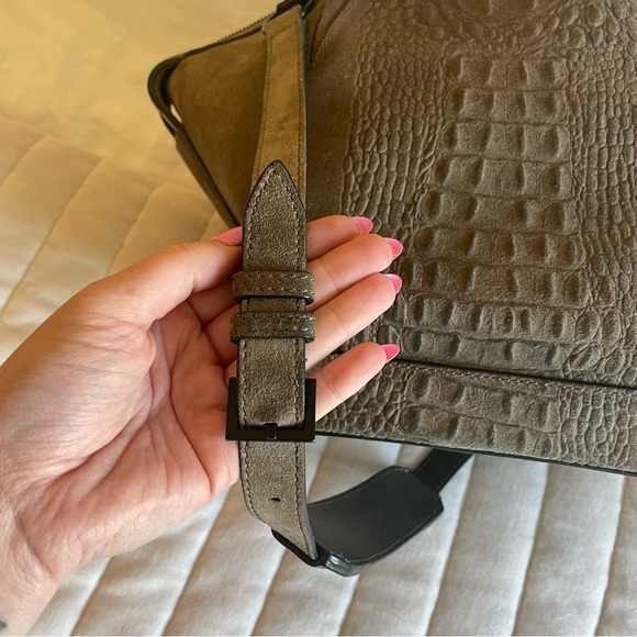 Alexander Wang Emile Suede Satchel Croc Embossed Leather olive green - Picture 7 of 11